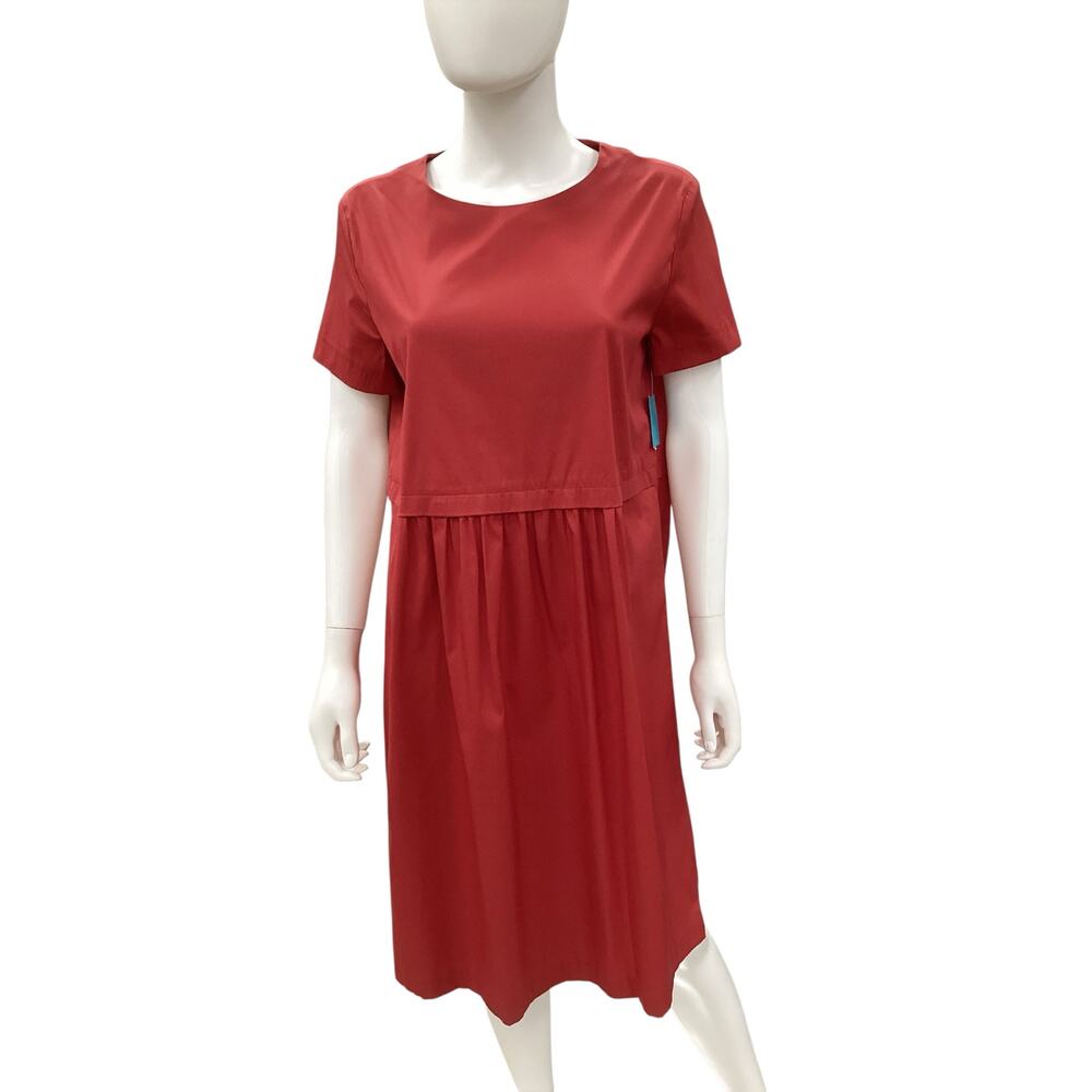NWOT Max Mara Dress Women’s Size L Cotton Blend Short Sleeves Red Gorgeous!
